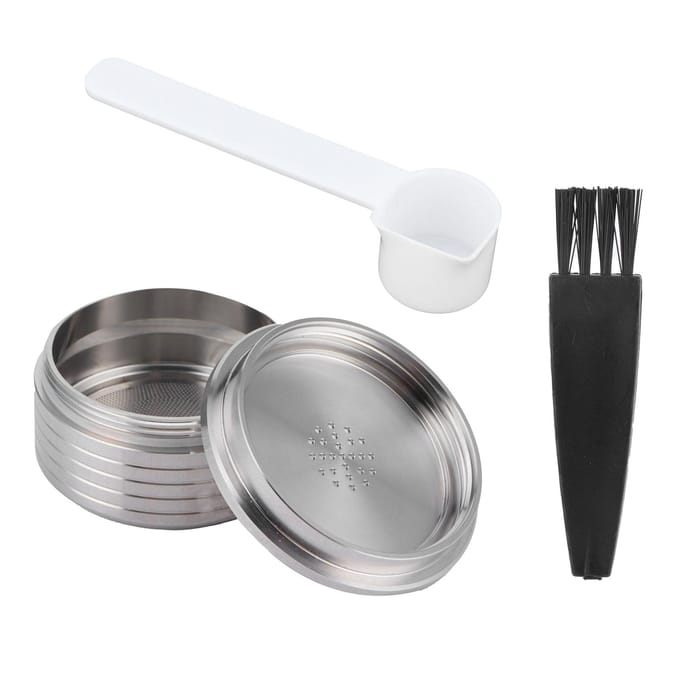 Herbruikbare Koffiecapsule met Lepel Borstel Geschikt voor DELTA Q NDIQ7323 Koffiezetmachine gray