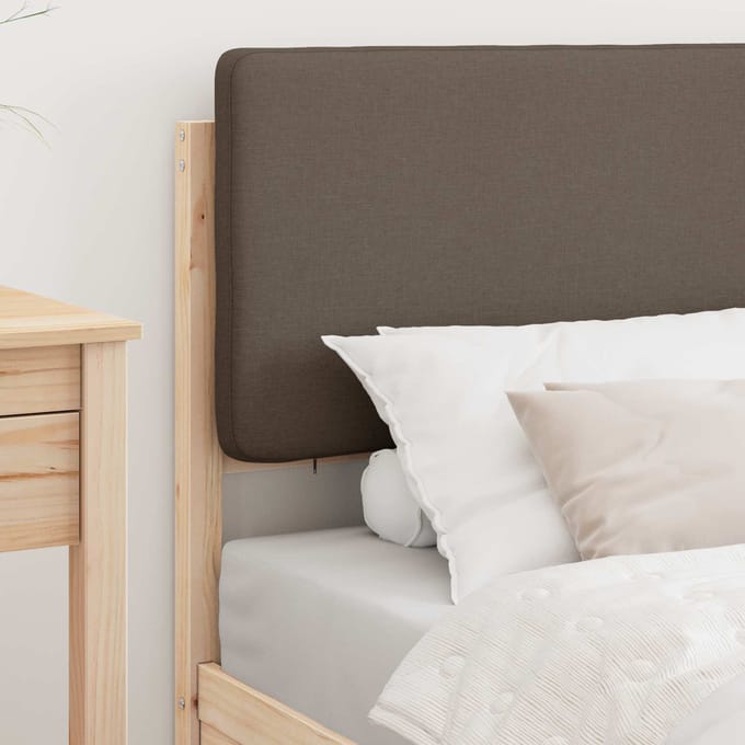 vidaXL - Bedframe - met - Gevoerde - Hoofdbord - Taupe - 90 - x - 190 - cm