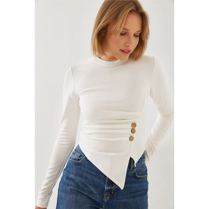 Geknoopte Detail Asymmetrische T-shirt