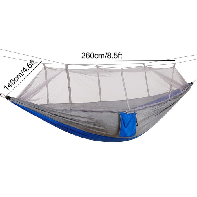 Draagbare Camping Reis Hangmat Hangbed met Muskietennet (Grijs   Blauw) white