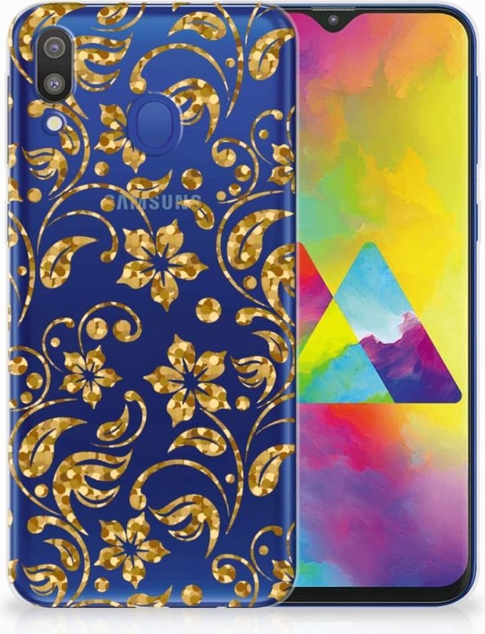 Samsung Galaxy M20 (Power) TPU Case Gouden Bloemen