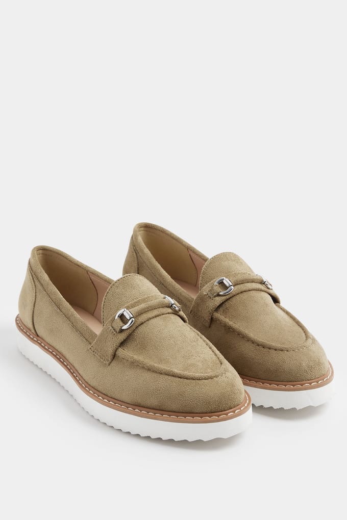 Yours Natuurbruine Loafers Van Imitatiesuède Met Snaffle In Brede Epasvormsize 42E
