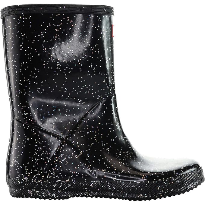 Hunter Giant Glitter Kids Zwarte Wellington Laarzen