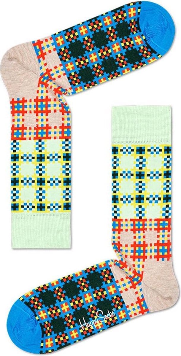 Happy Socks Sokken Tartan Square Socks Blauw Maat:36-40