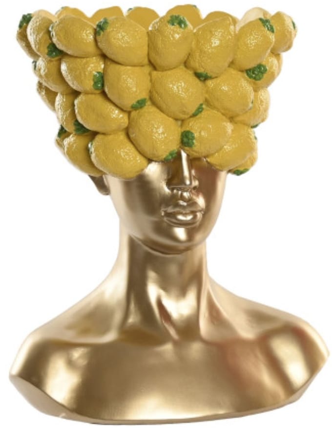 Gouden dame citroen bloempot - Item Int.