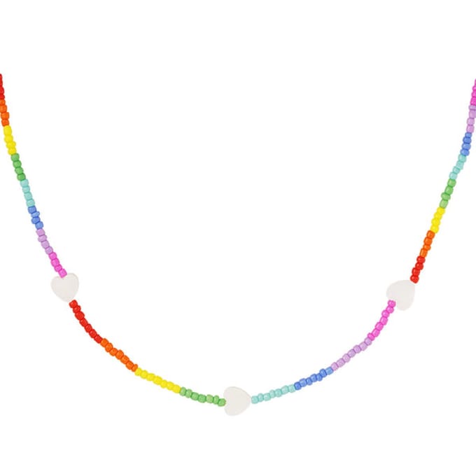Bijoutheek Collier Rainbow Witte Hartjes