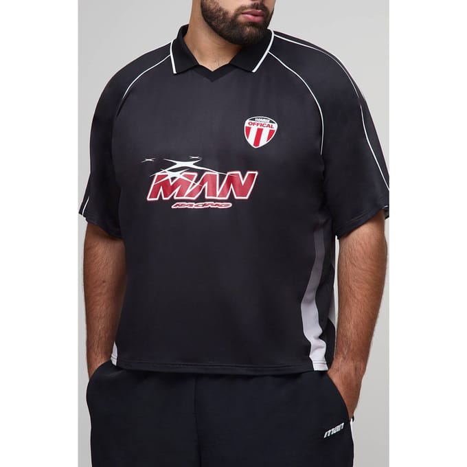 Plus oversized boxy heren sporttop | Black | Size 2XL