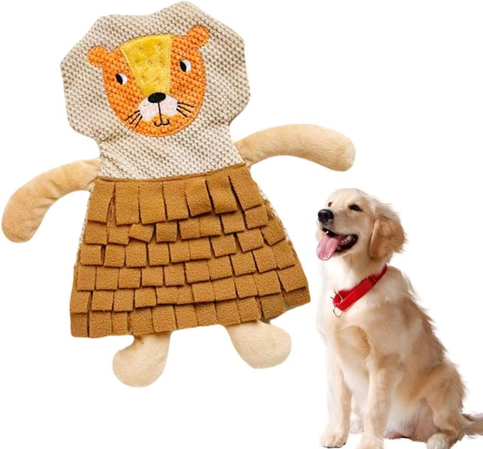Snuffelmat Hond - Voermat Interactief Speelgoed - Hond Bezig Houden - Met Ritselpapier - 30 x 31 cm - Leeuw
