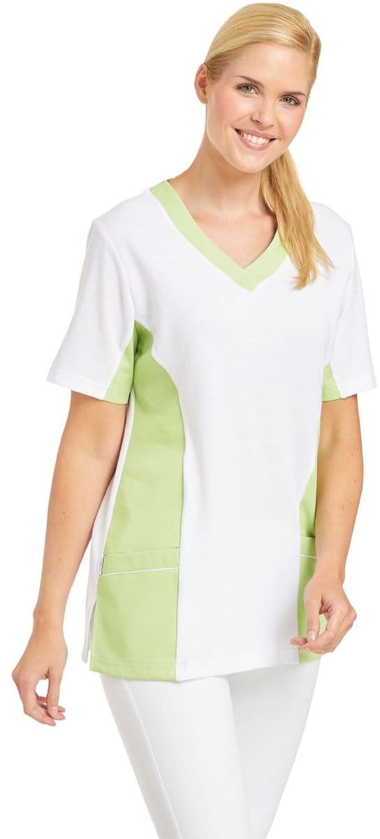 Leiber Dames piqué-jasje zonder knopen 08/2531/0187 Wit/lichtgroen