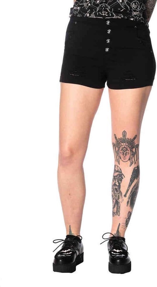 Banned - TRASHED & RAGGED Korte broek - XS - Zwart