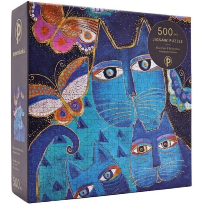Paperblanks puzzel 500 stukjes - blue cats & butterflies