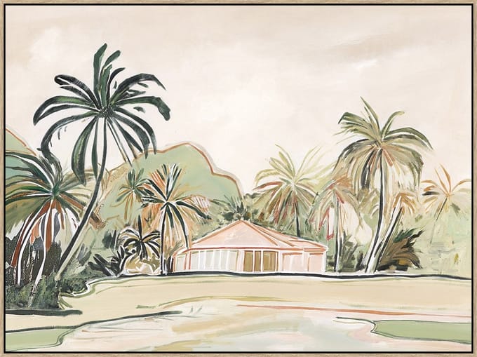 Schilderij met frame 80x60cm tropical cabana