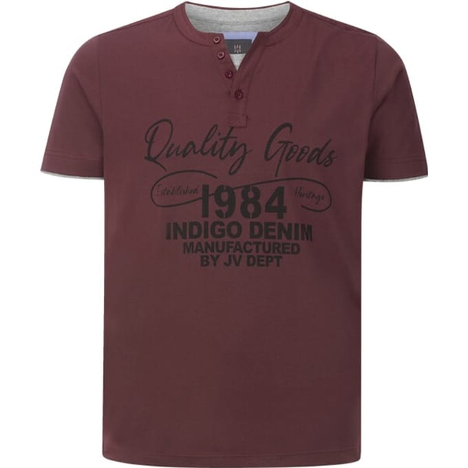 Jan Vanderstorm herren T-Shirt - 60/62 - donkerrood - Plus Size