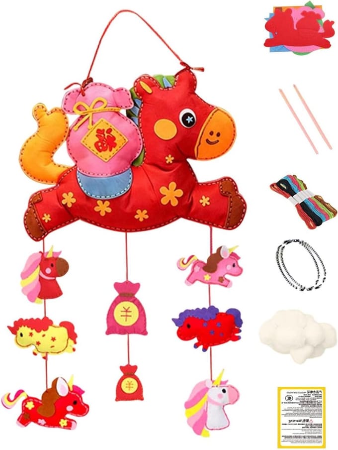 Handgemaakte Tas - Paarden Thema - Creatief Knutselen - Ouder-Kind Activiteit - 23 x 15 cm - Multicolor