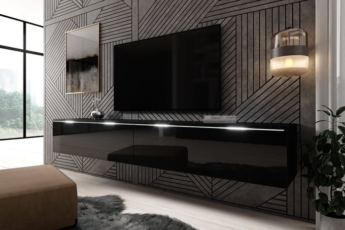 Meubella - TV-Meubel Dixon - Zwart - 180 cm
