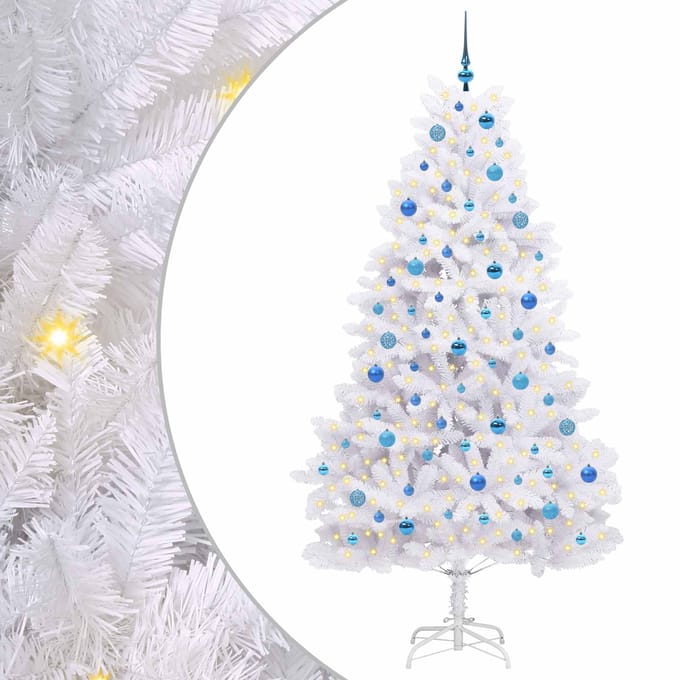 vidaXL - Kunstmatige - Hinged - Kerstboom - Wit - 210 - cm - PVC - en - Staal