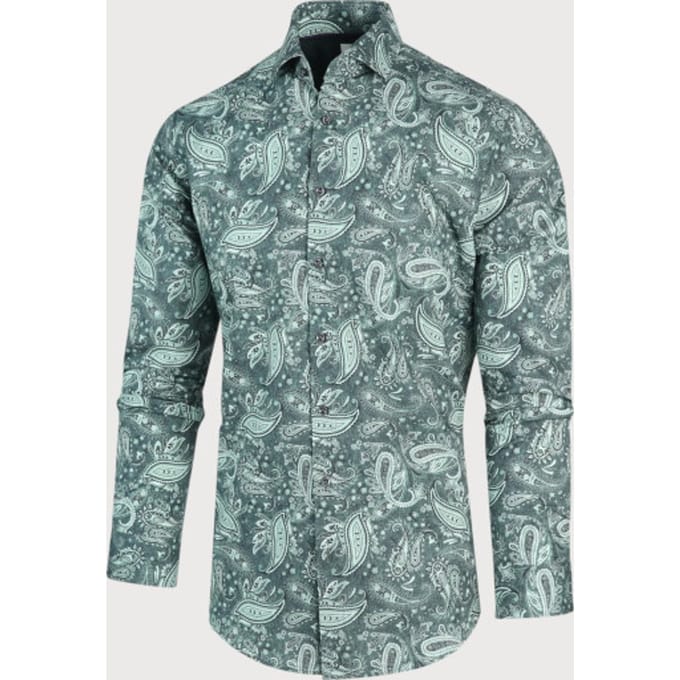 Blue Industry Groen paisley print overhemd |