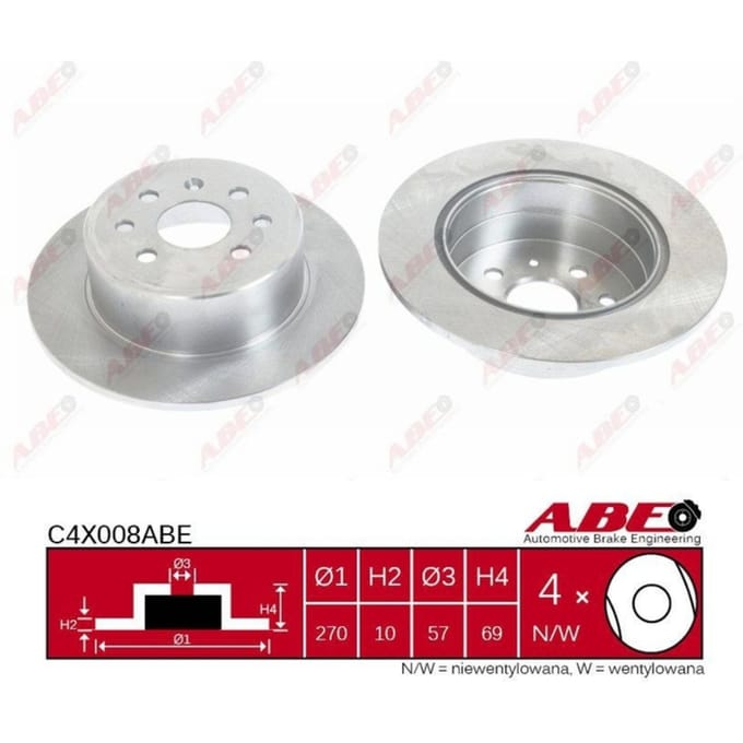 Remschijf ABE C4X008 achter, volledig, 1 Stuk