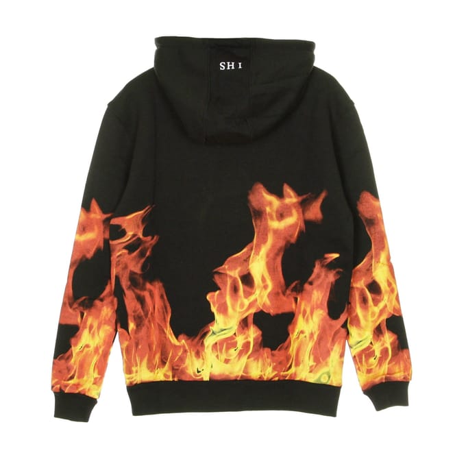 Mannenhoodie vlammen zwart