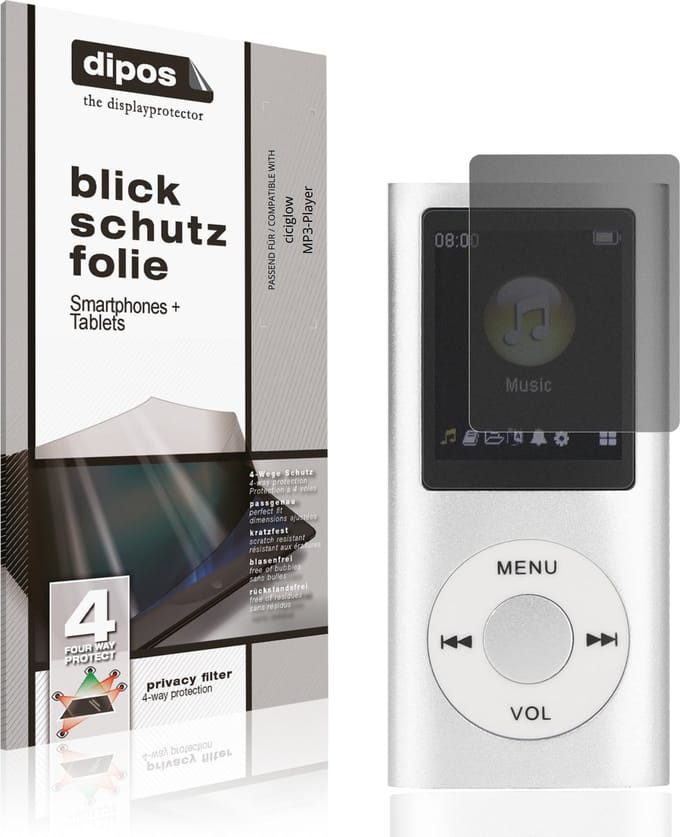 dipos – Matte Privacy Screenprotector geschikt voor ciciglow MP3-Player | Anti-Spy Beschermfolie