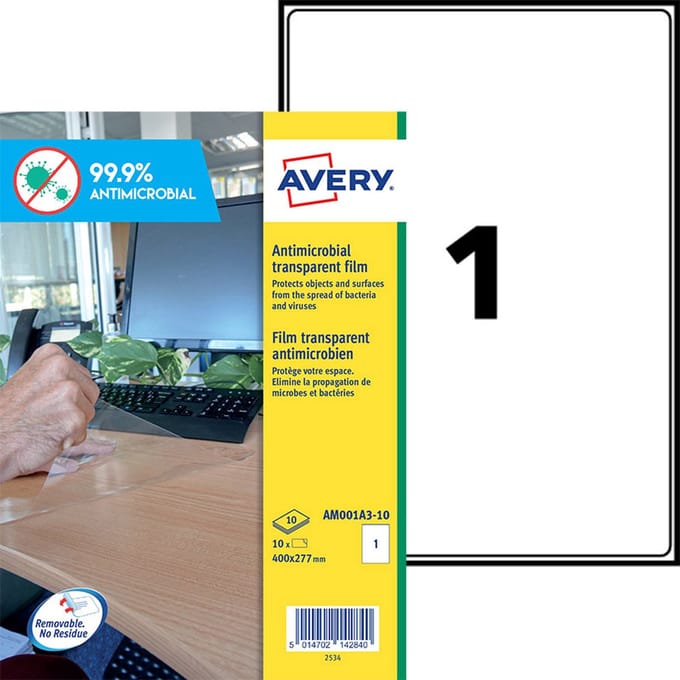 Antimicrobiële beschermfolie - Avery 400x277mm transp.