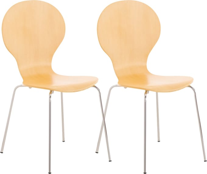 CLP Diego Set van 2 stapelstoelen Hout/natura