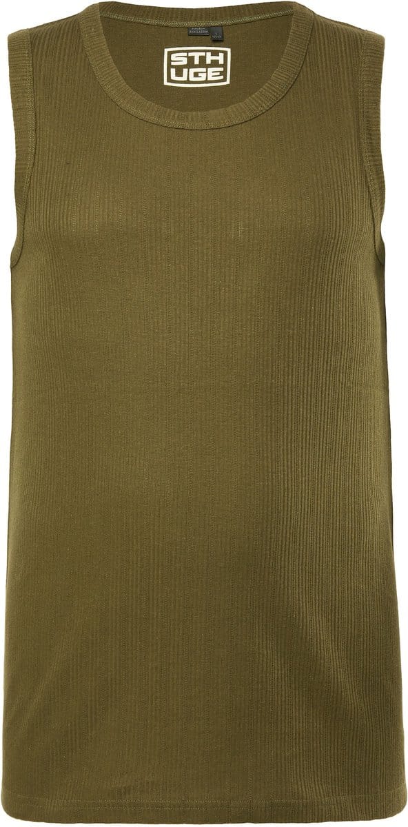 STHUGE - Heren - Tanktop structuur jersey - Dennengroen - Maat L