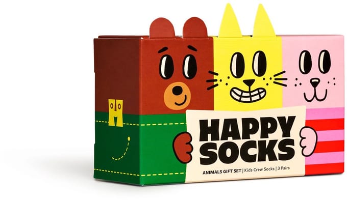 Happy Socks kids giftbox 3P sokken animal multi