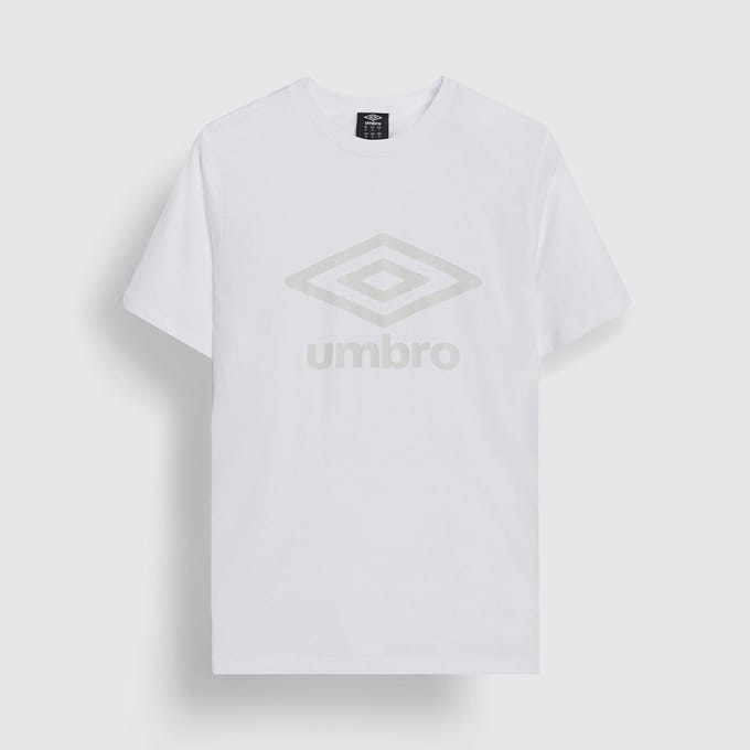 Umbro Heren Stacked Logo T-Shirt (Briljantwit/Oesterzwam)