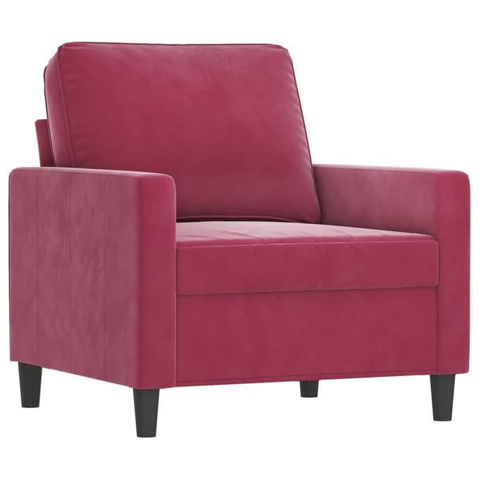 vidaXL - 4-delige - Loungeset - met - kussens - fluweel - wijnrood