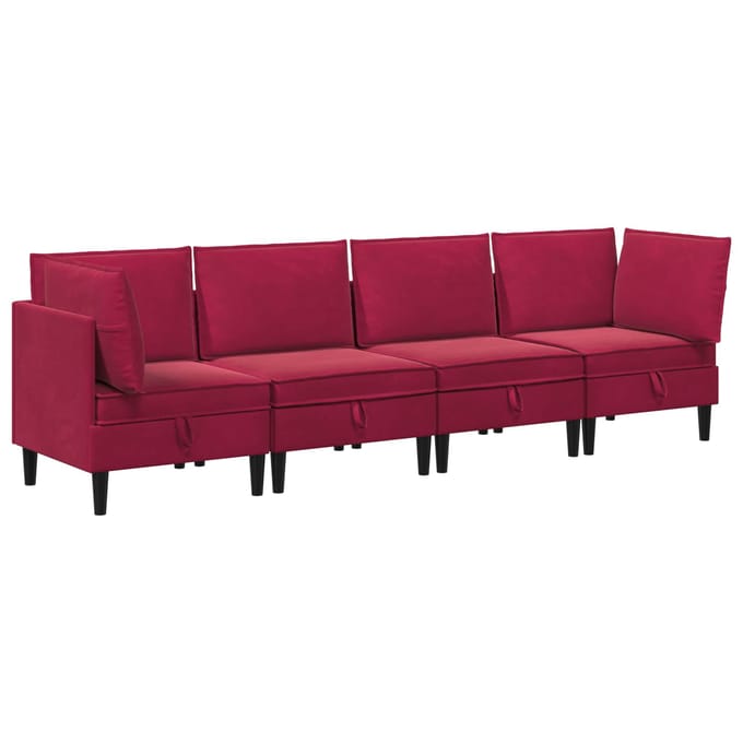 vidaXL - Woonkamer - Meubelset - 4 - st - Wijnrood - Fluweel
