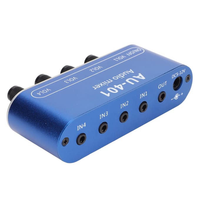 Mini Stereo Mixer 4 in 1 Uit Volume Aanpassing 3.5mm Geluidsselector Versterker voor PC Laptop blue