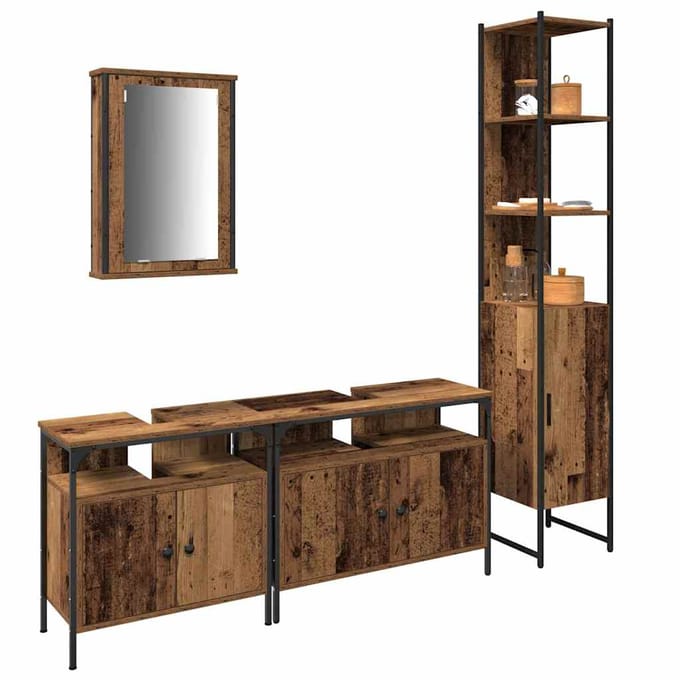 vidaXL - Badkamermeubel - Set - 4 - st - Oud - Hout - 33 - x - 33 - x - 185,5 - cm