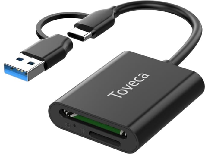 Toveca SD Kaart Lezer USB C/ USB A - Micro SD/ SD Kaartlezer - Card Reader - Zwart