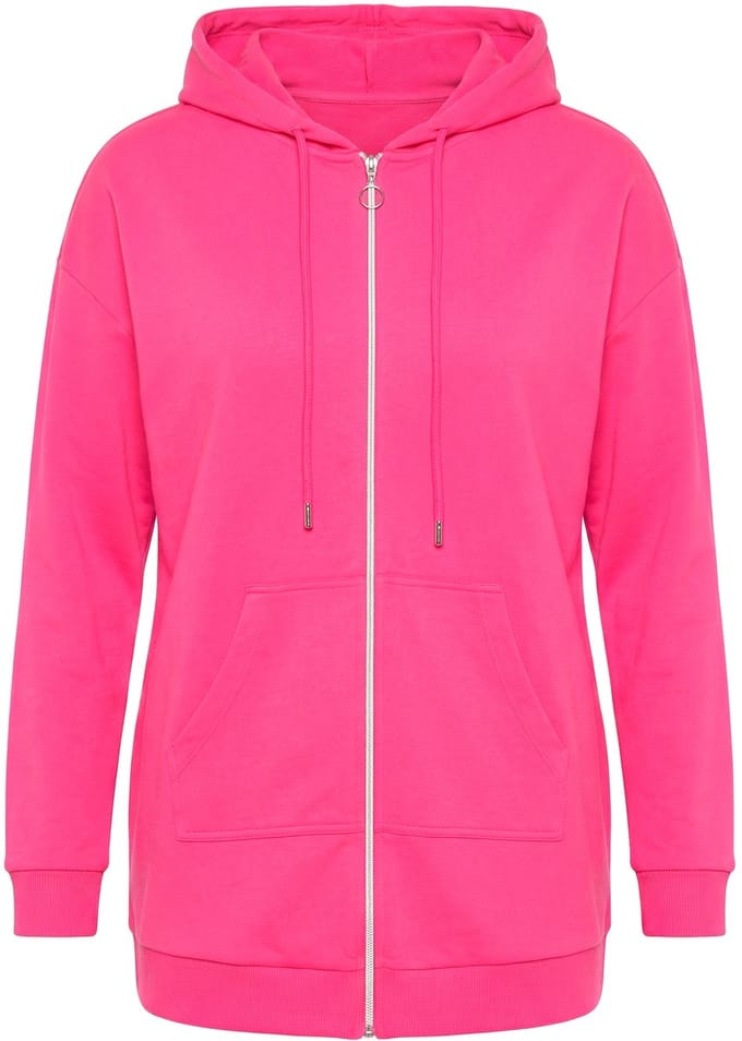 Angel of Style - Dames - Sweatvest oversized capuchon rits - Hibiscusrood - Maat 42