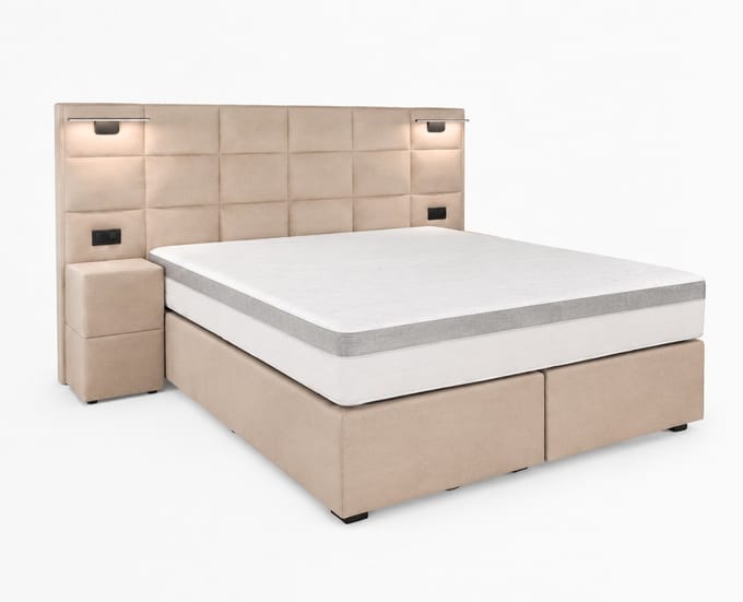 Opberg Boxspring Évora - 180x200 Compleet - Creme - Luxe Living Home