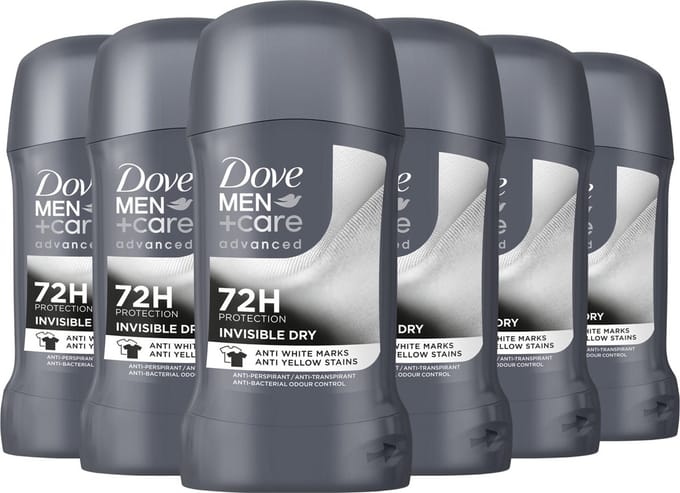 Dove Men+Care - Deodorant Stick - Advanced- Invisible Dry - 6 x 50 ml - Voordeelverpakking