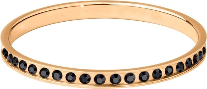 Quiges Stapelring Dames - Vulring Zwart Zirkonia - RVS Roségoudkleurig - Maat 19 - Hoogte 2mm