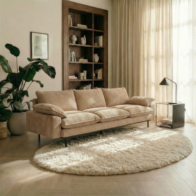 Organisch Hoogpolig vloerkleed 200x290cm Beige/wit Nesto Mrcarpet