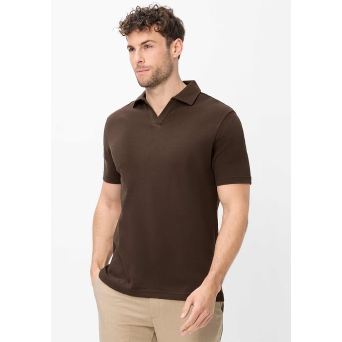 Brax Heren Poloshirt  Style PRINCETON chocolate, donkerbruin, maat S