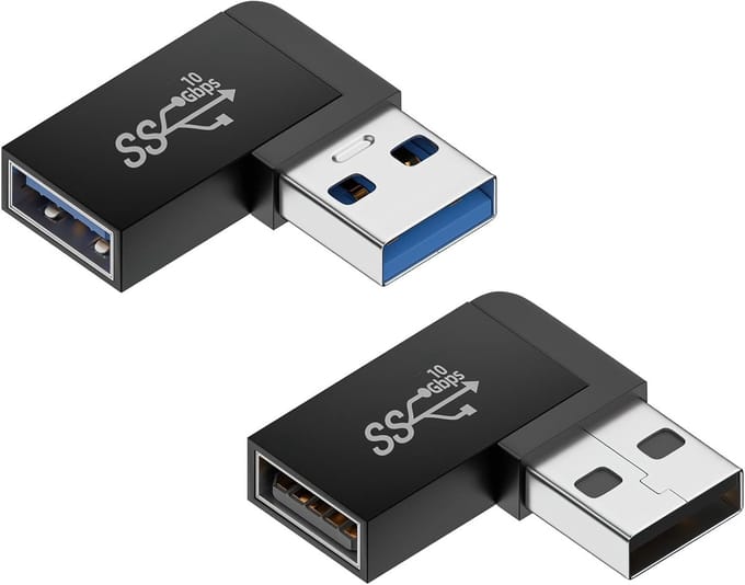 2 Stuks USB 3.0 90 Graden Adapter - Links en Rechts - A-Stekker Naar Female Koppeling