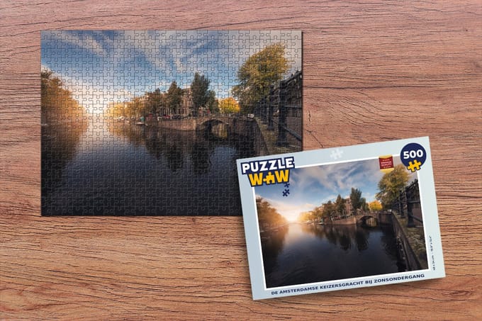 Puzzel De Amsterdamse Keizersgracht bij zonsondergang - Legpuzzel - Puzzel 500 stukjes