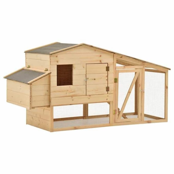 Poulailler - MAISON EXCLUSIVE - 178x67x92 cm - Pin massif - Treillis acier - Plateau coulissant