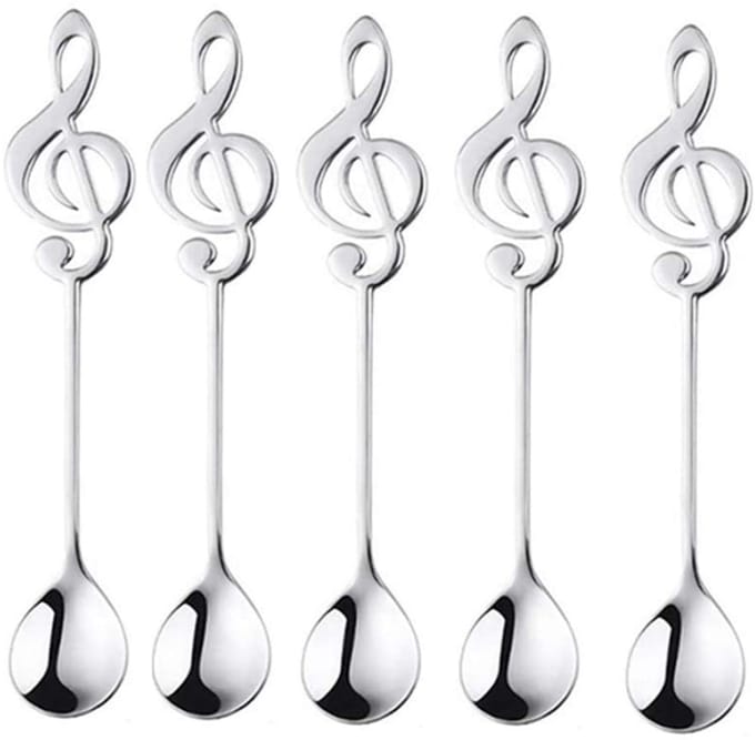 Cuhostki-10pcs-Stainless-Steel-Spoon-Note-Design-Silver