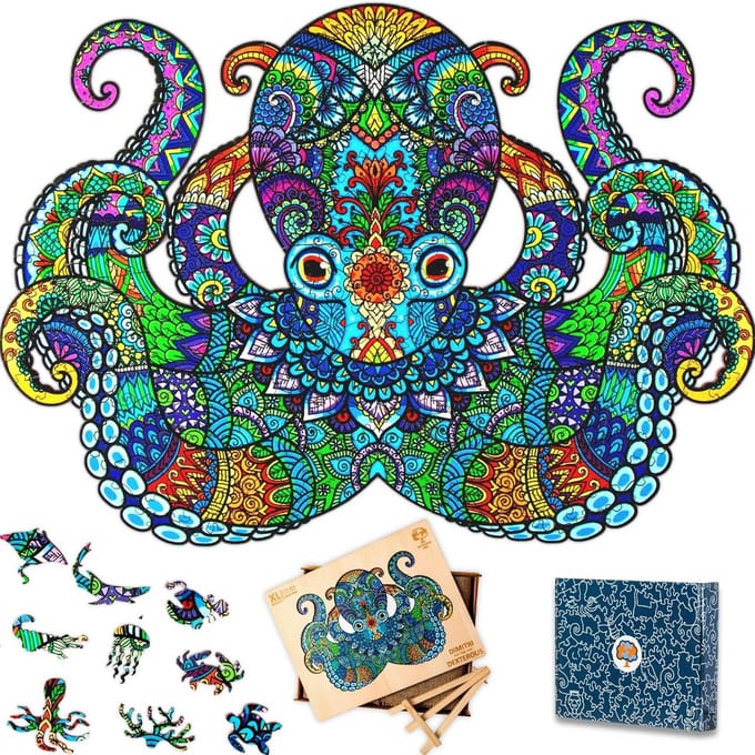 Houten Puzzel Dieren - Complexe Puzzelstukken voor Volwassenen - Stimuleert Hersenen