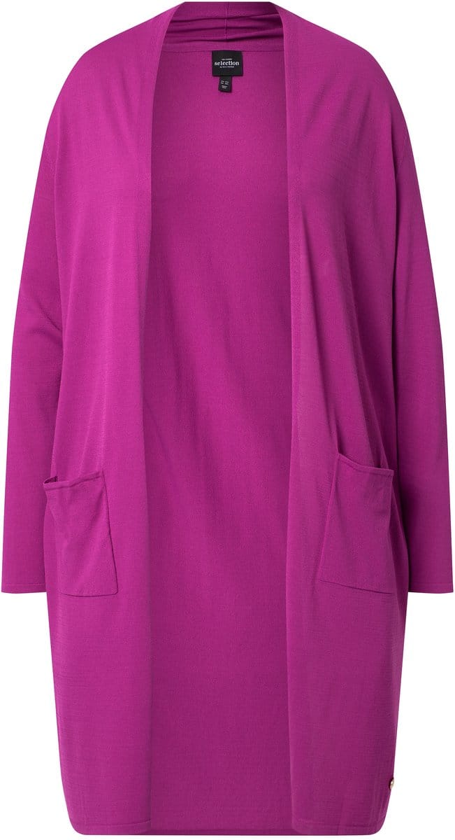 Ulla Popken - Dames - Lang vest opstaande kraag open model - Orchidee - Maat 42+