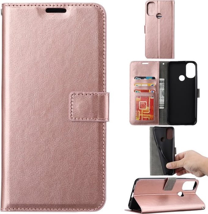 Portemonnee Book Case Hoesje Geschikt voor: Motorola Moto E20 / E30 / E40 -  rosegoud