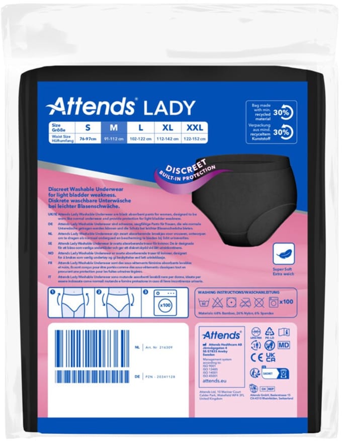 Attends - Lady Discreet Underwear 3 M - 6 x 10 stuks - Voordeelverpakking