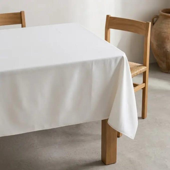 GAMUSI Tafelkleed FONS – Vlekbestendig Tafelkleed – Getextureerd Effen Design – OEKO-TEX® – 140x100 cm – Blanco wit