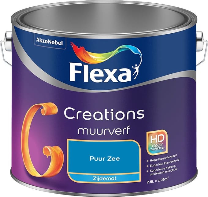 Flexa - Creations Muurverf Zijdemat - Puur Zee - Mengverf - 2,5 L